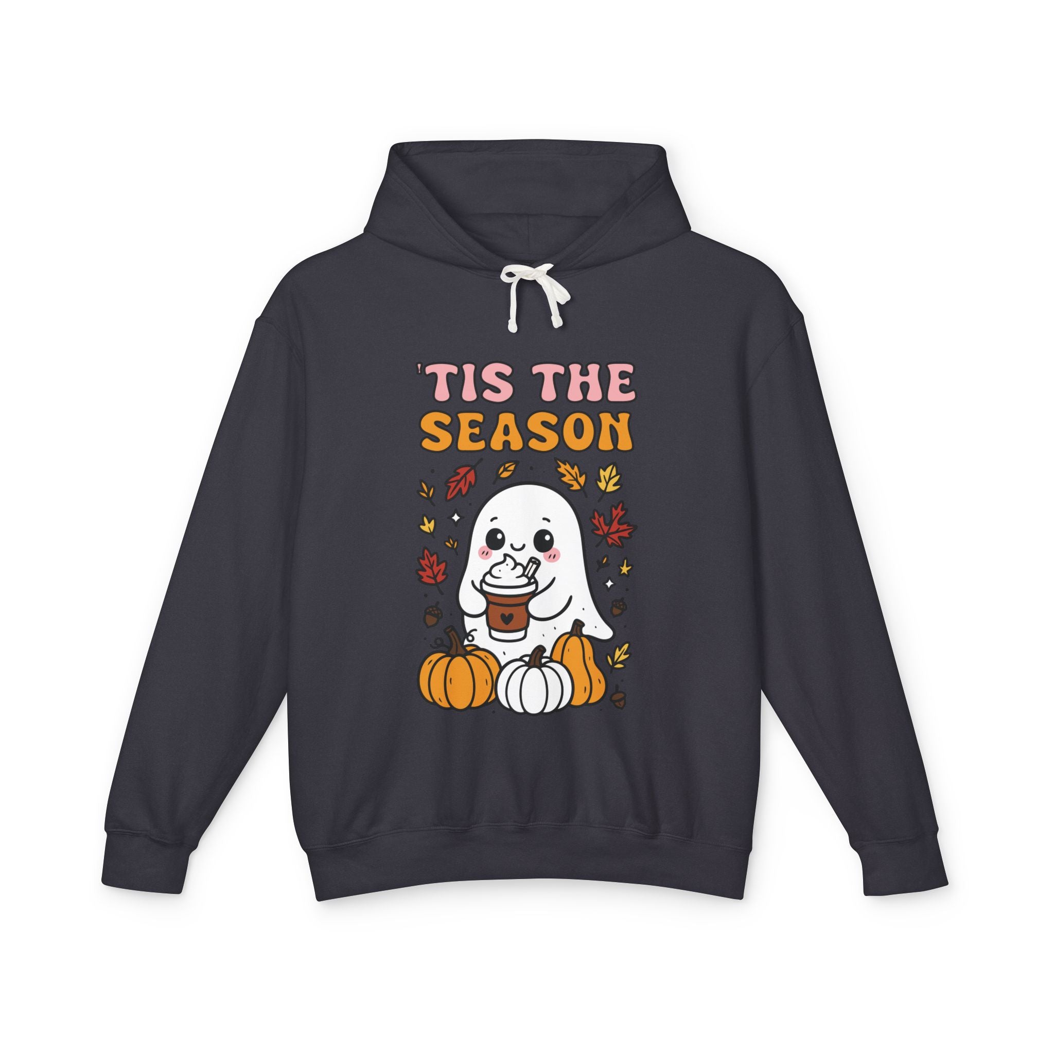 Cozy Halloween Season Hoodie - Cute Ghost Design Fall Sweatshirt