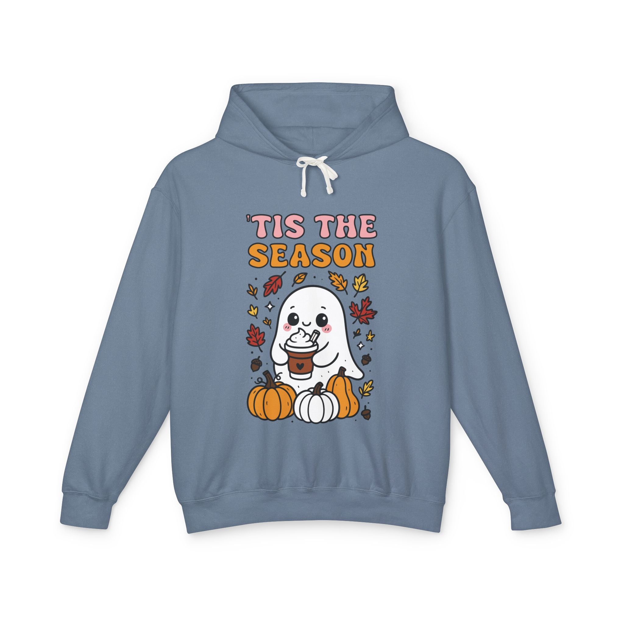 Cozy Halloween Season Hoodie - Cute Ghost Design Fall Sweatshirt