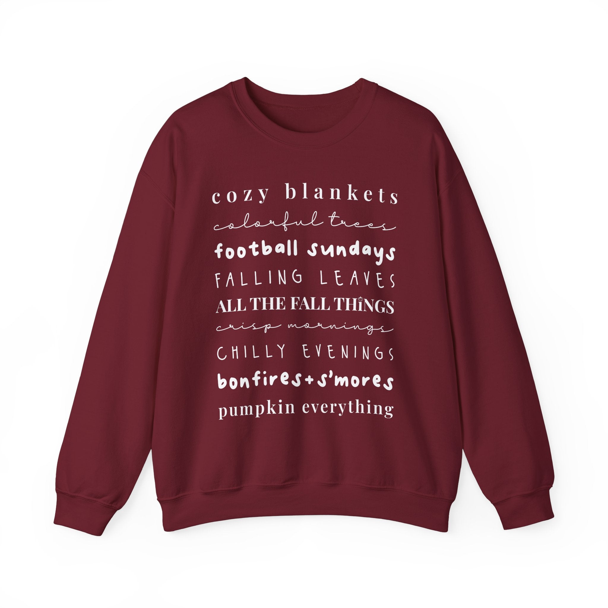 Fall Things Crewneck Sweatshirt Wine Red