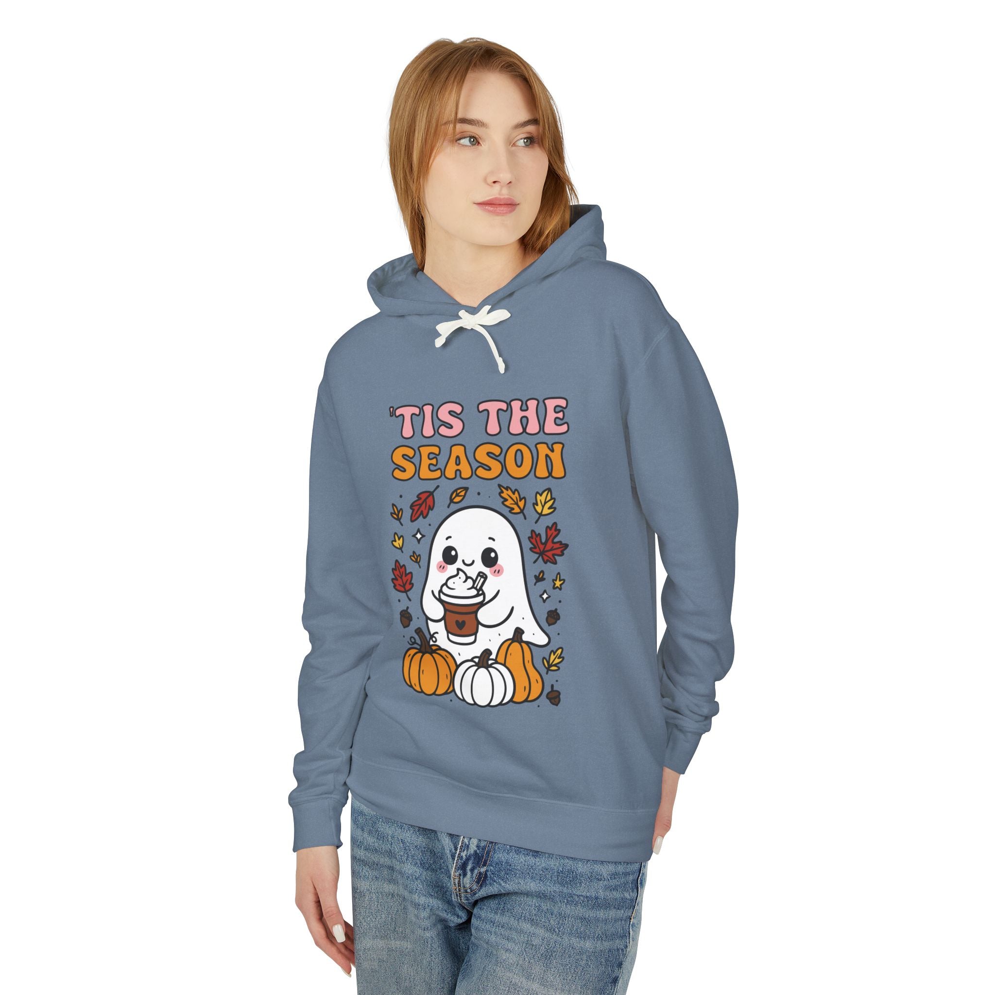Cozy Halloween Season Hoodie - Cute Ghost Design Fall Sweatshirt