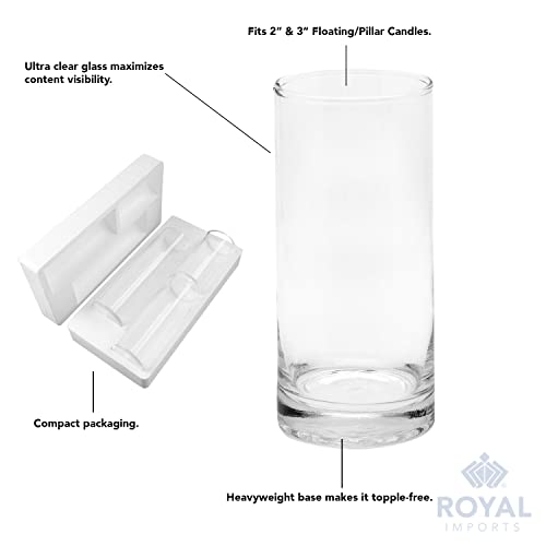 Glass Cylinder Centerpiece Vases Fit 2" or 3" Floating Candles