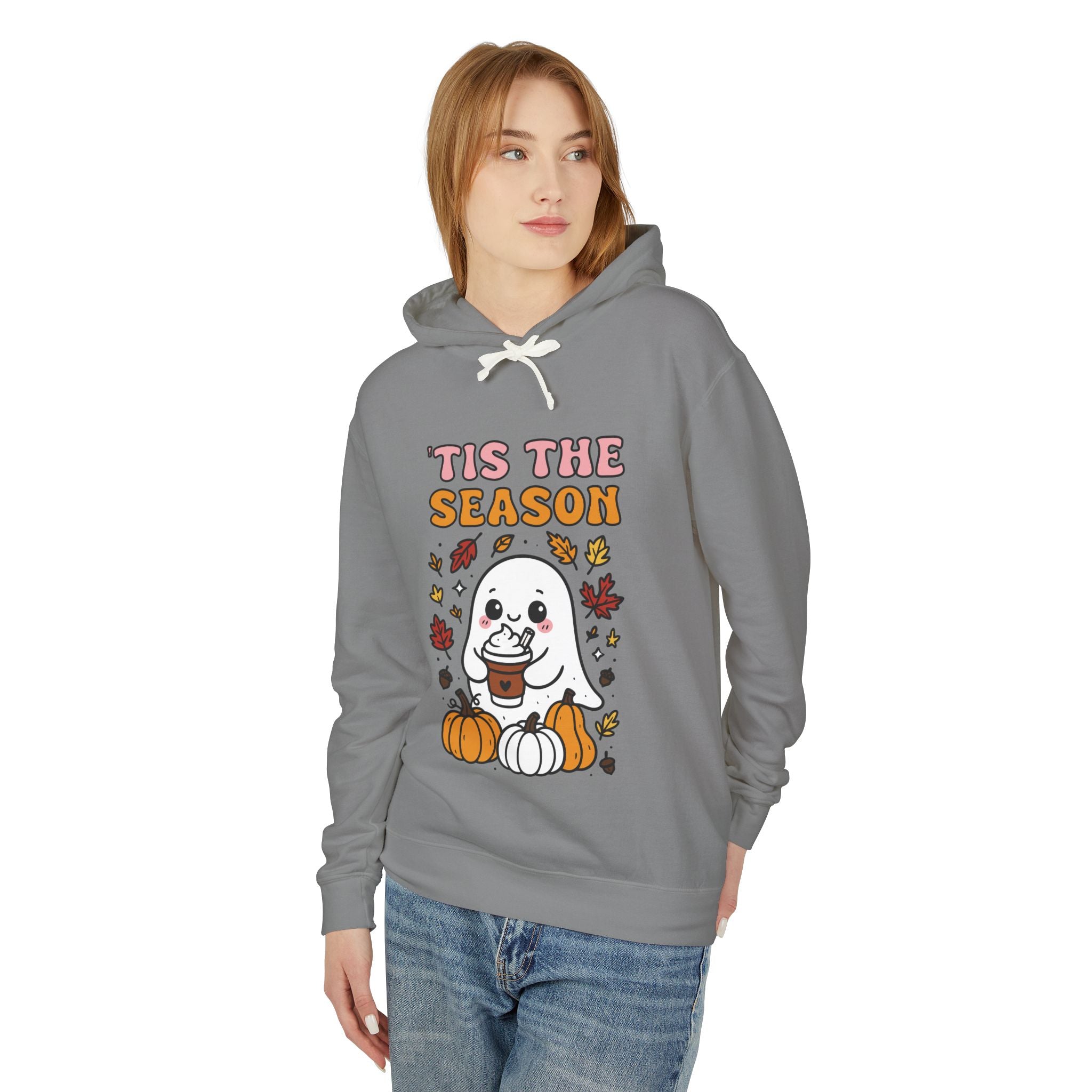 Cozy Halloween Season Hoodie - Cute Ghost Design Fall Sweatshirt