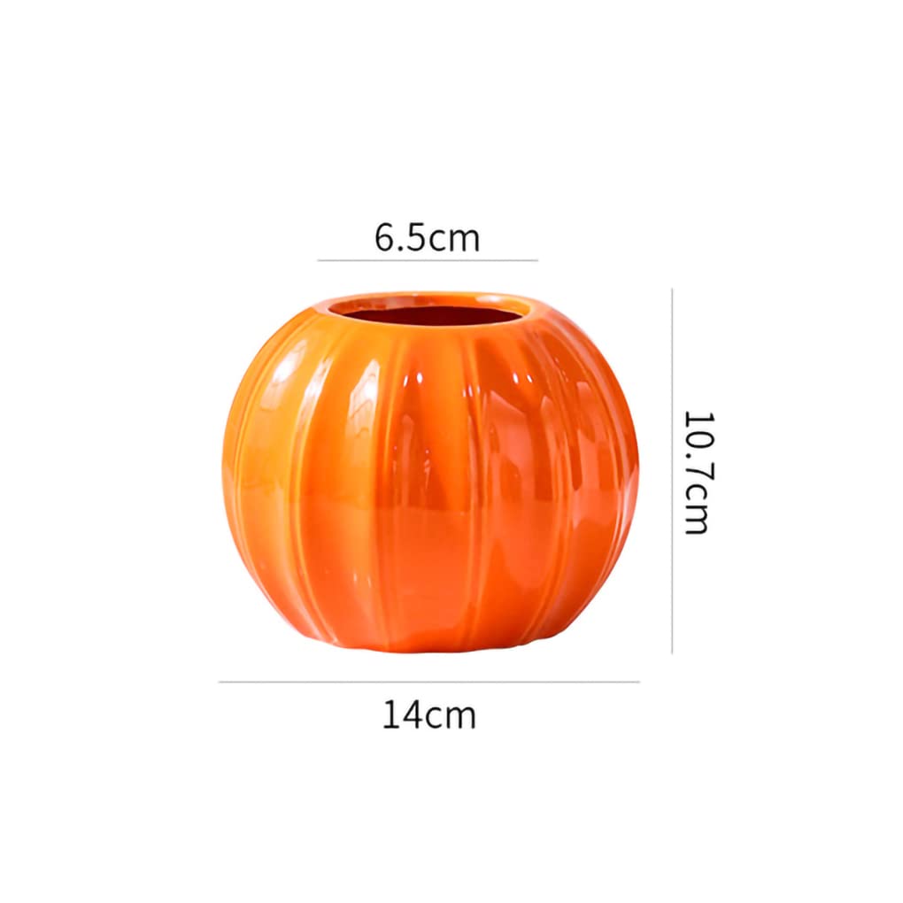 Orange Pumpkin Shape Ceramic Vase Size