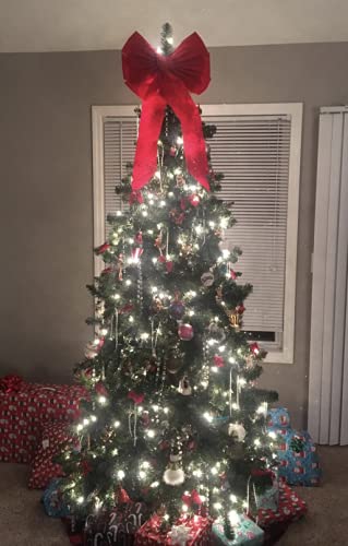 Red Bow 35" on lit Christmas tree