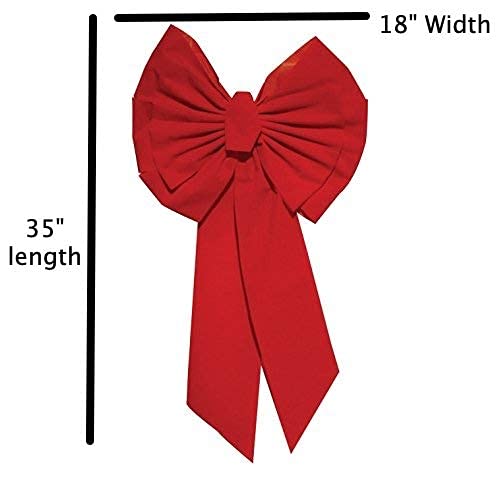 35 " tall and 18" wide red bow holiday decoration