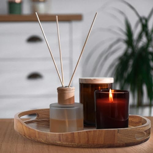 Oval Acacia Wood Tray with Handles - Decorative Tray