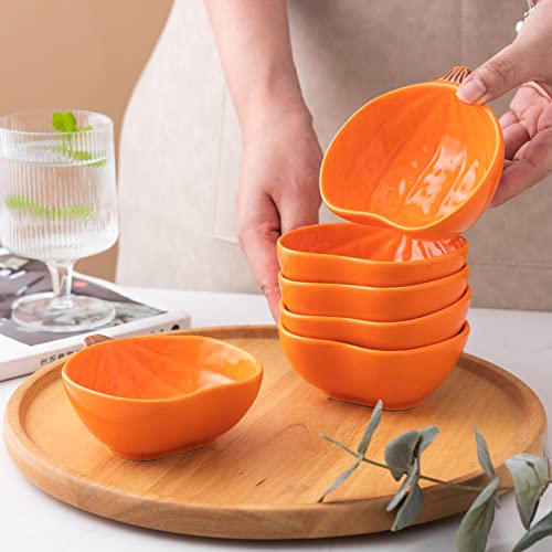 Orange pumpkin shaped ceramic bowl set of 6