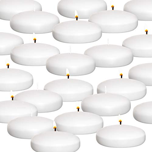 Floating Candles, Unscented Dripless Wax Discs 12 candles, White, 3 Inch