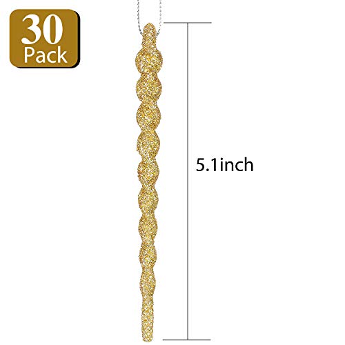 30 Pack Gold Icicle Ornaments Set
