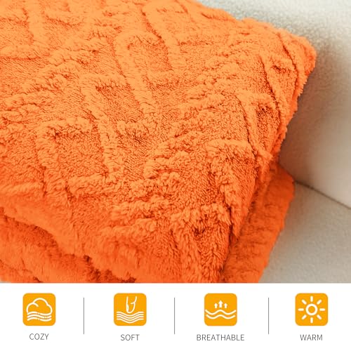 Faux fur orange throw blanket - orange fall throw blanket