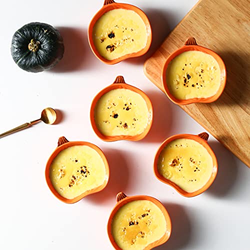 set of 6 ceramic pumpkin shaped bowls for fall and Halloween