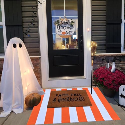 orange and white Halloween outdoor rug