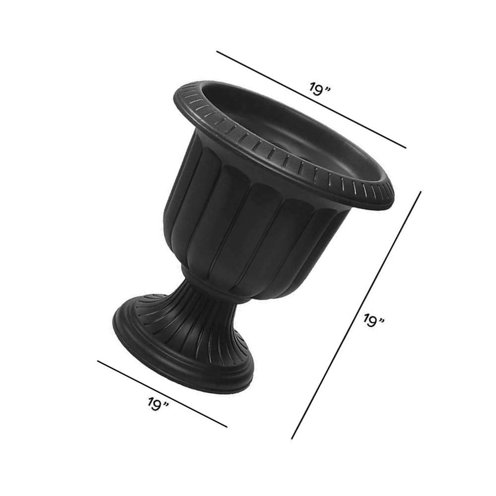 Black classic urn planter size