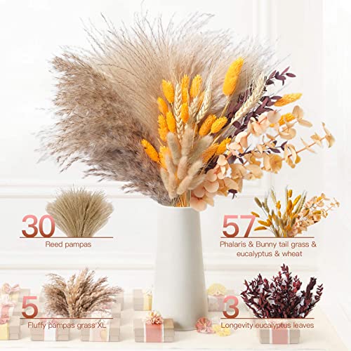fall decoration pampas grass and dried flower bouquet