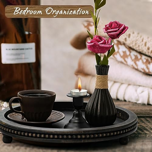 black wooden tray for bedroom organization