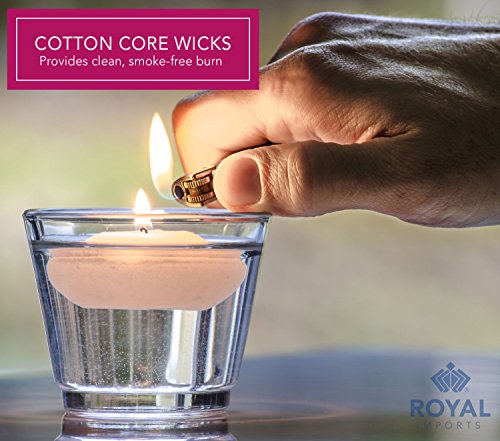 Floating candles with cotton core wicks for smoke-free burn