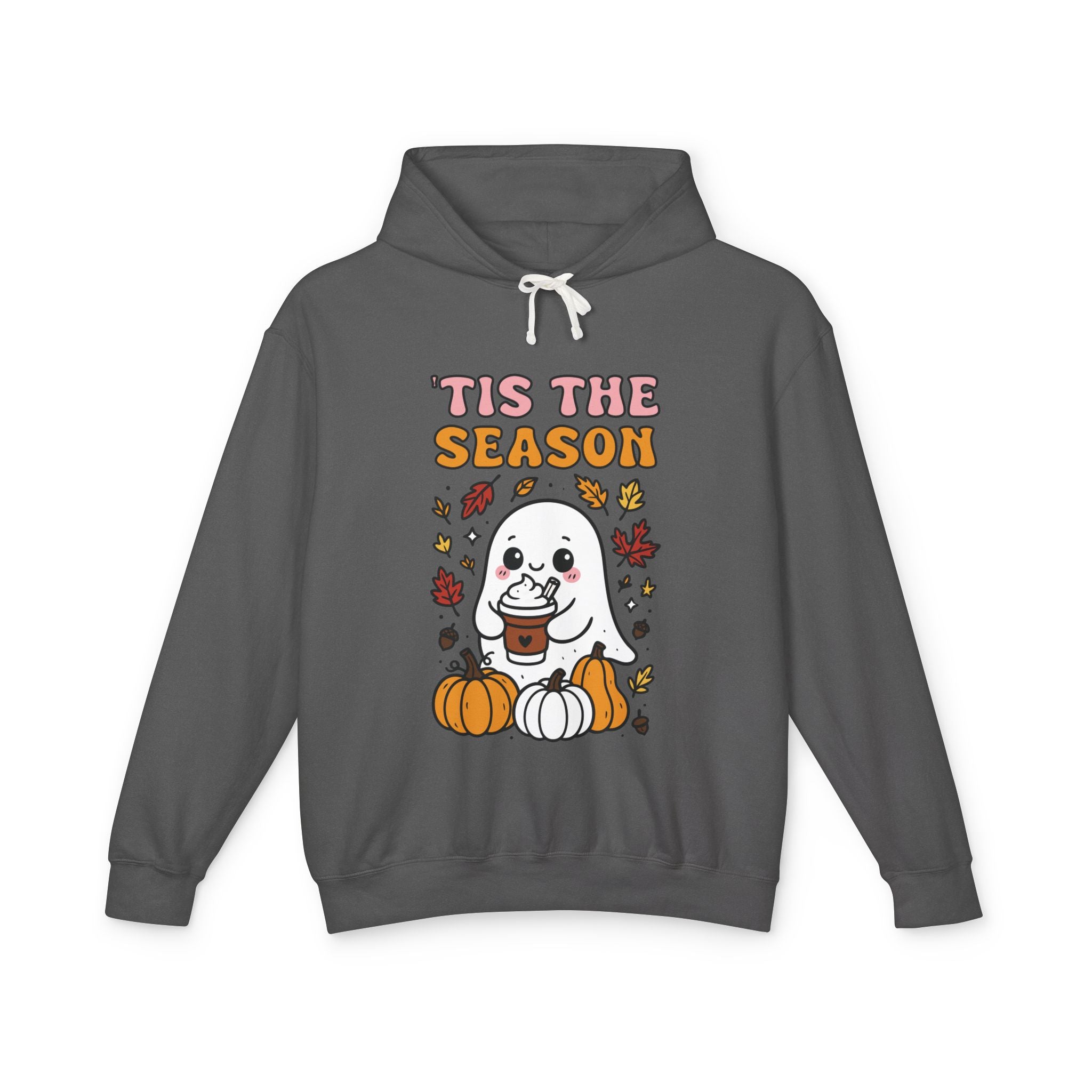 Cozy Halloween Season Hoodie - Cute Ghost Design Fall Sweatshirt