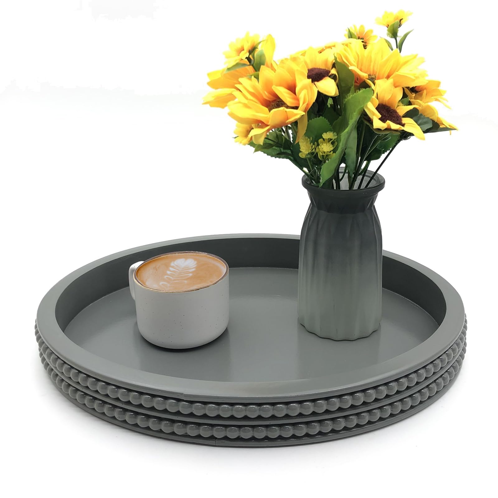 Gray Oval Wooden Tray For Indoor Decor Styling