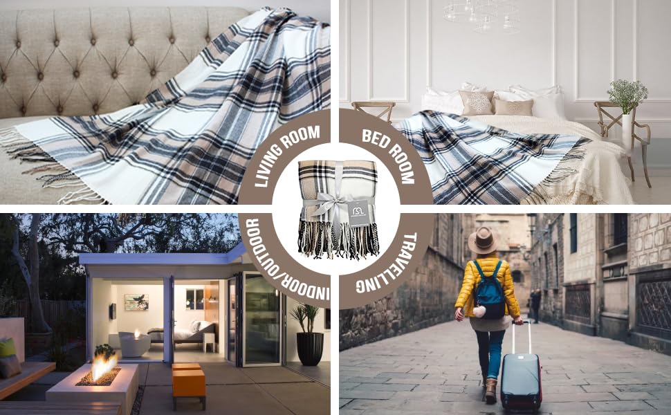 Ivory Buffalo Plaid Throw Blanket