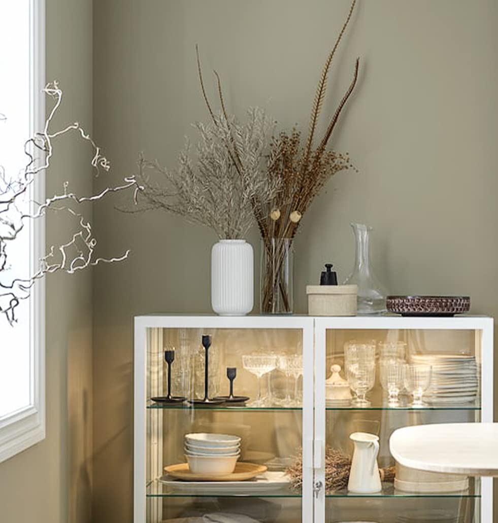 White Ceramic Ribbed Vase for Pampas Grass