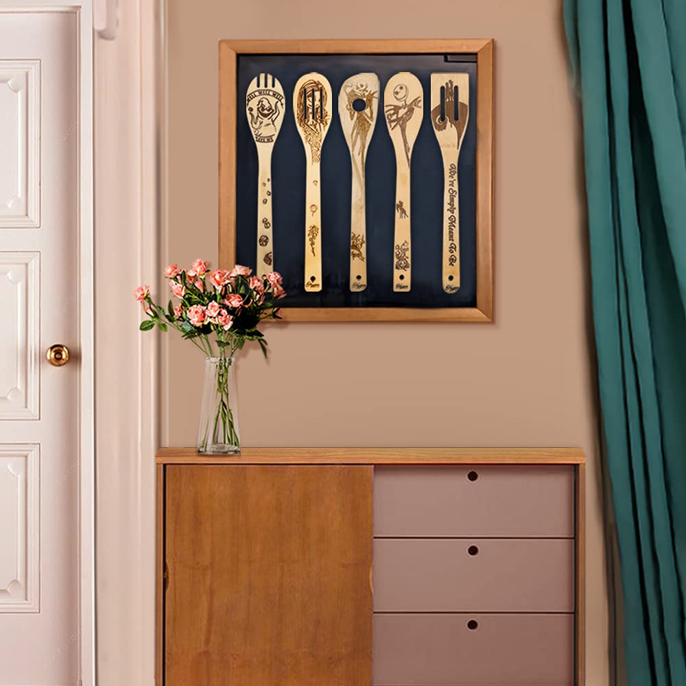 Burned Halloween Design Wooden Spoons Set