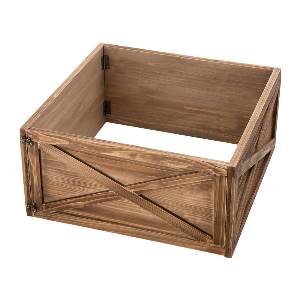 brown stained wood Christmas tree skirt