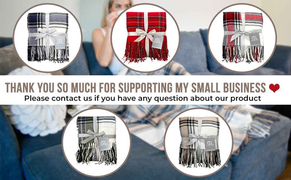 plaid fall throw blankets in multiple color options
