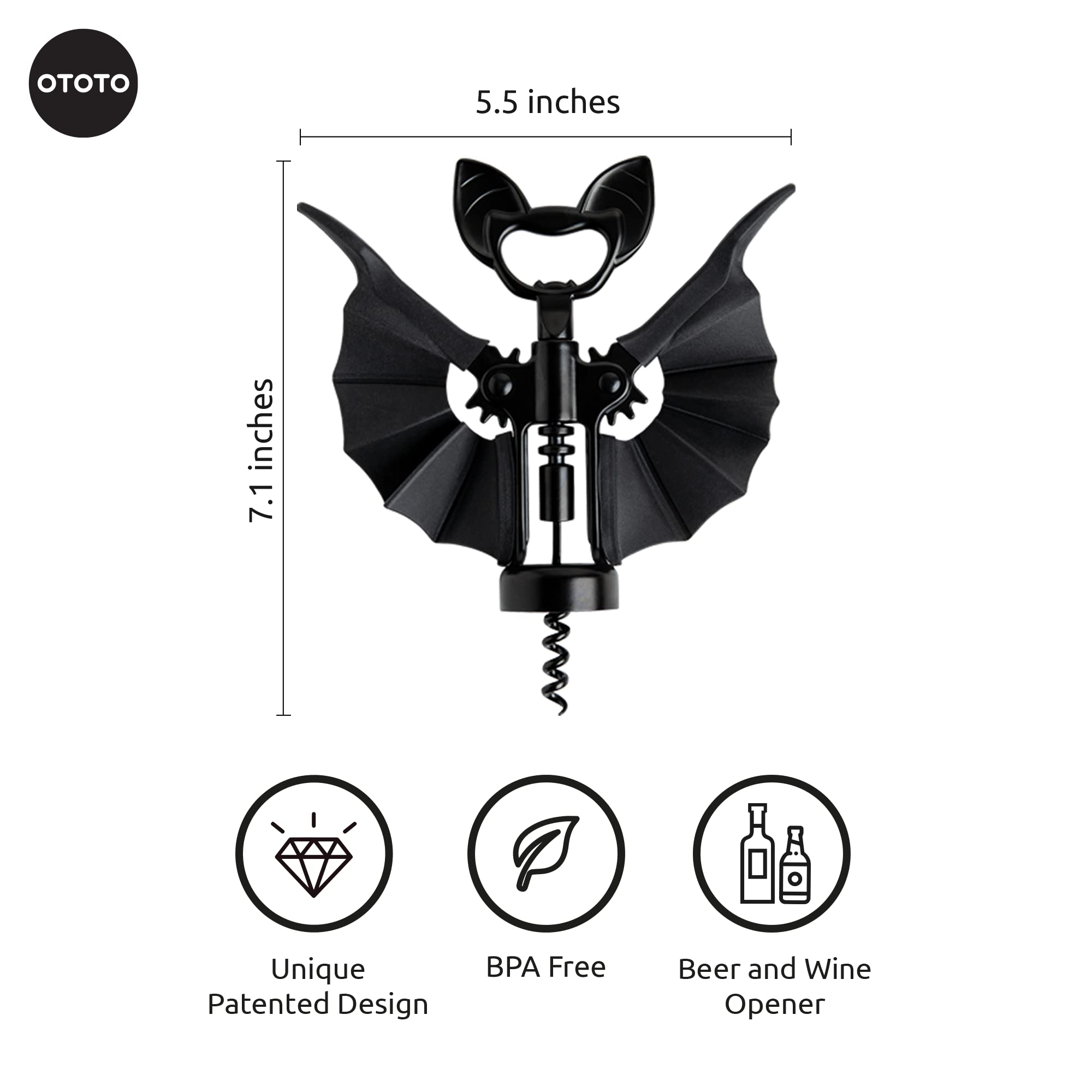 unique black bat bottle opener