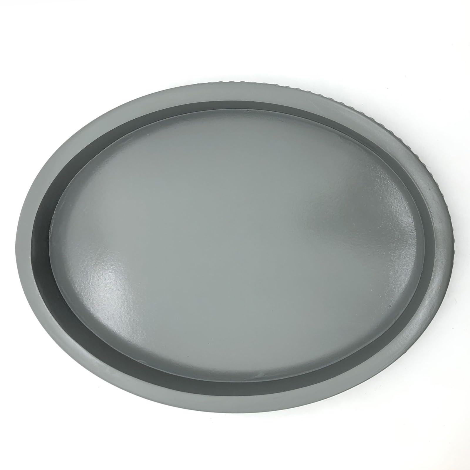 Gray Oval Wooden Tray