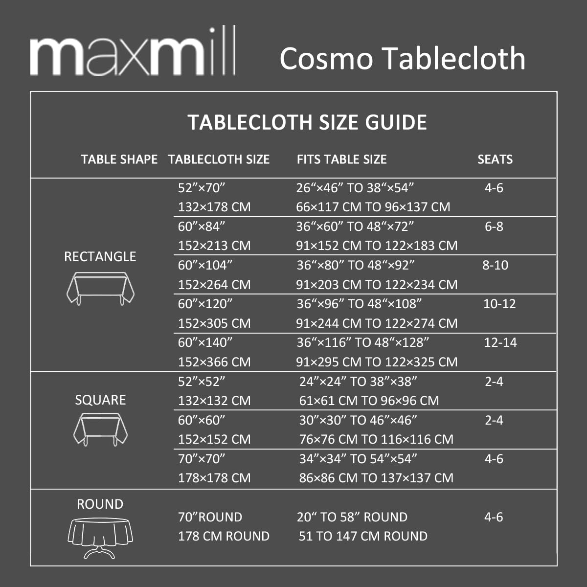 tablecloth size guide