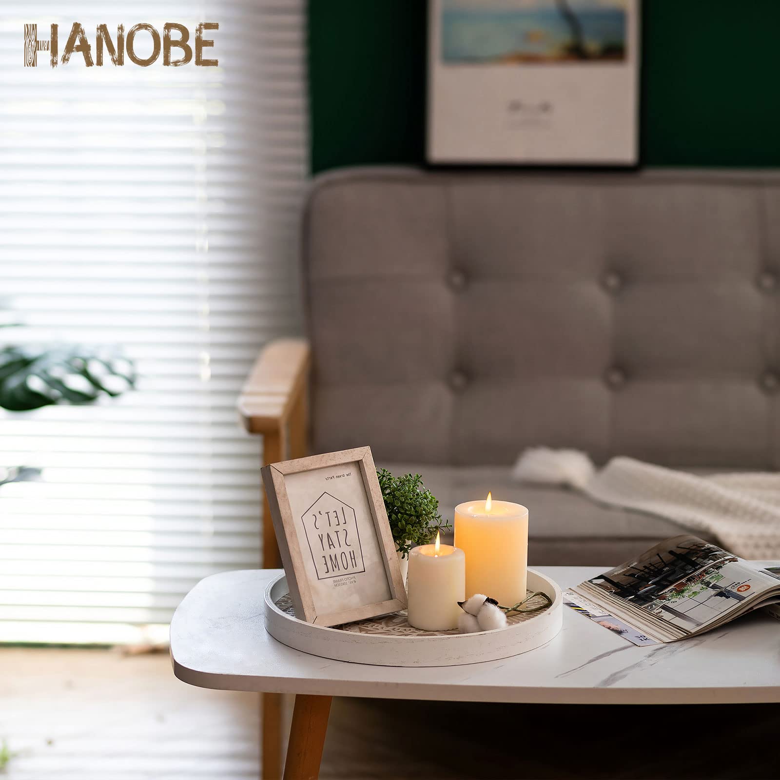 Round Decorative Serving Tray: Farmhouse Coffee Table Tray