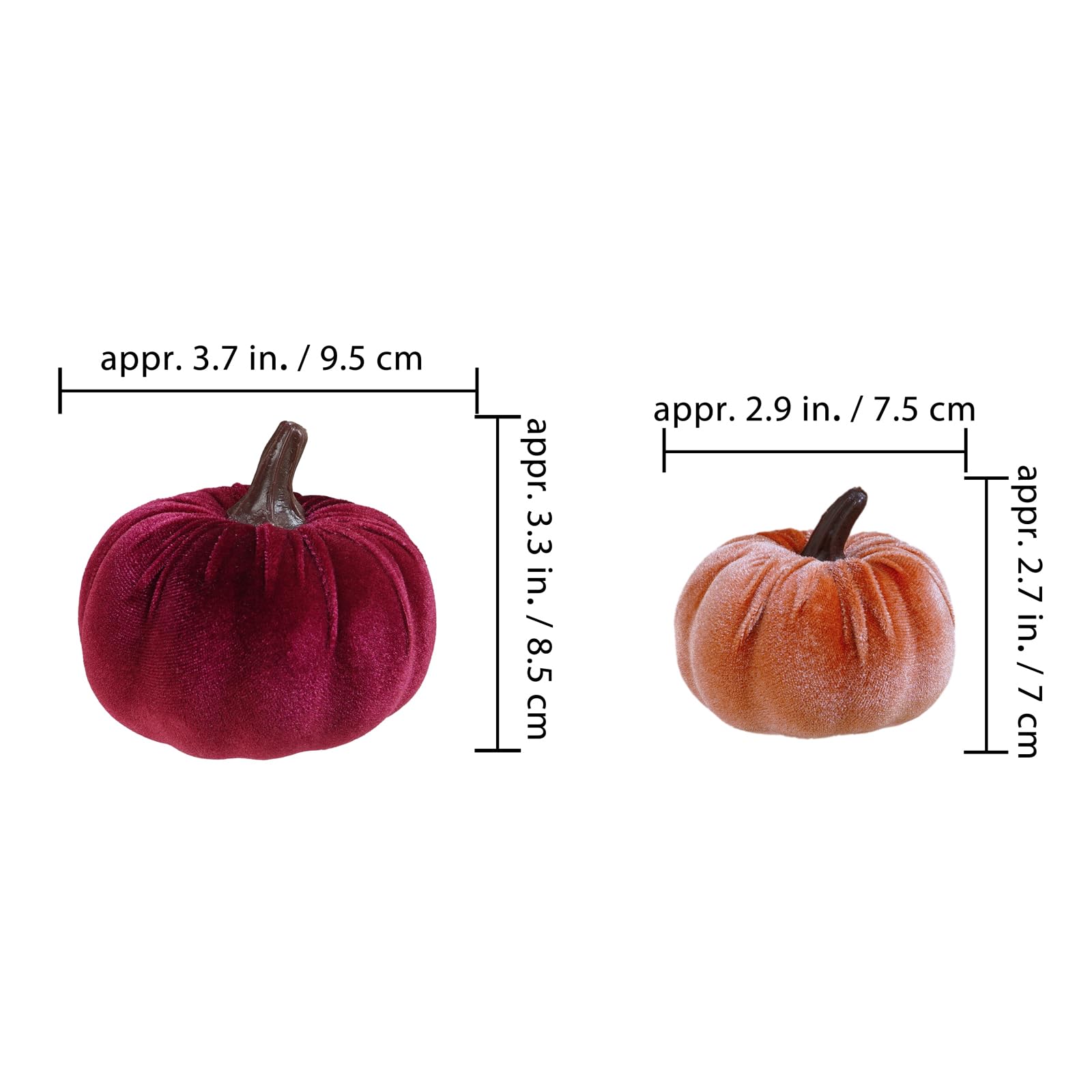 velvet fake pumpkins scale and size