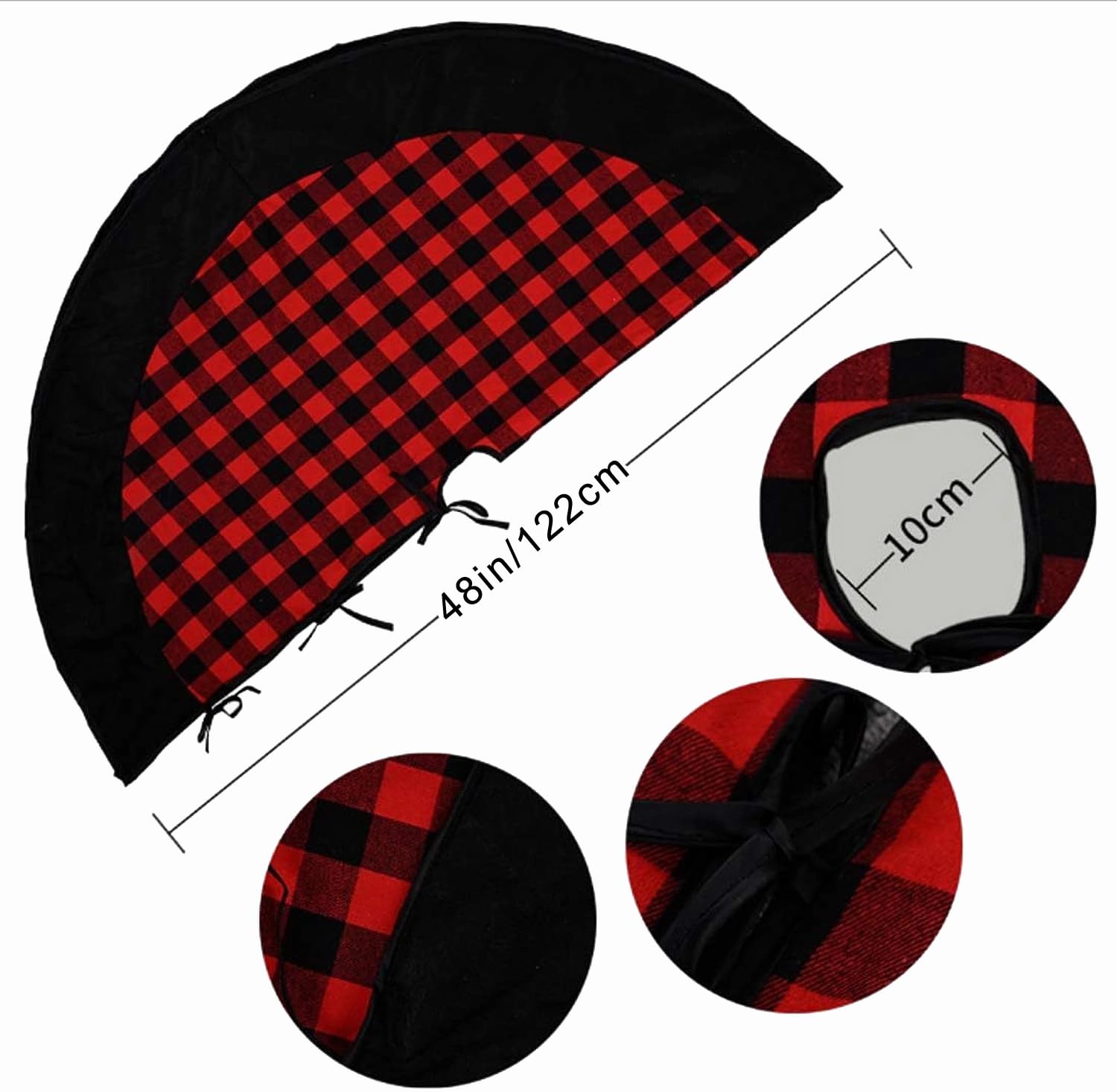 48 inch red and black buffalo plaid tree skirt