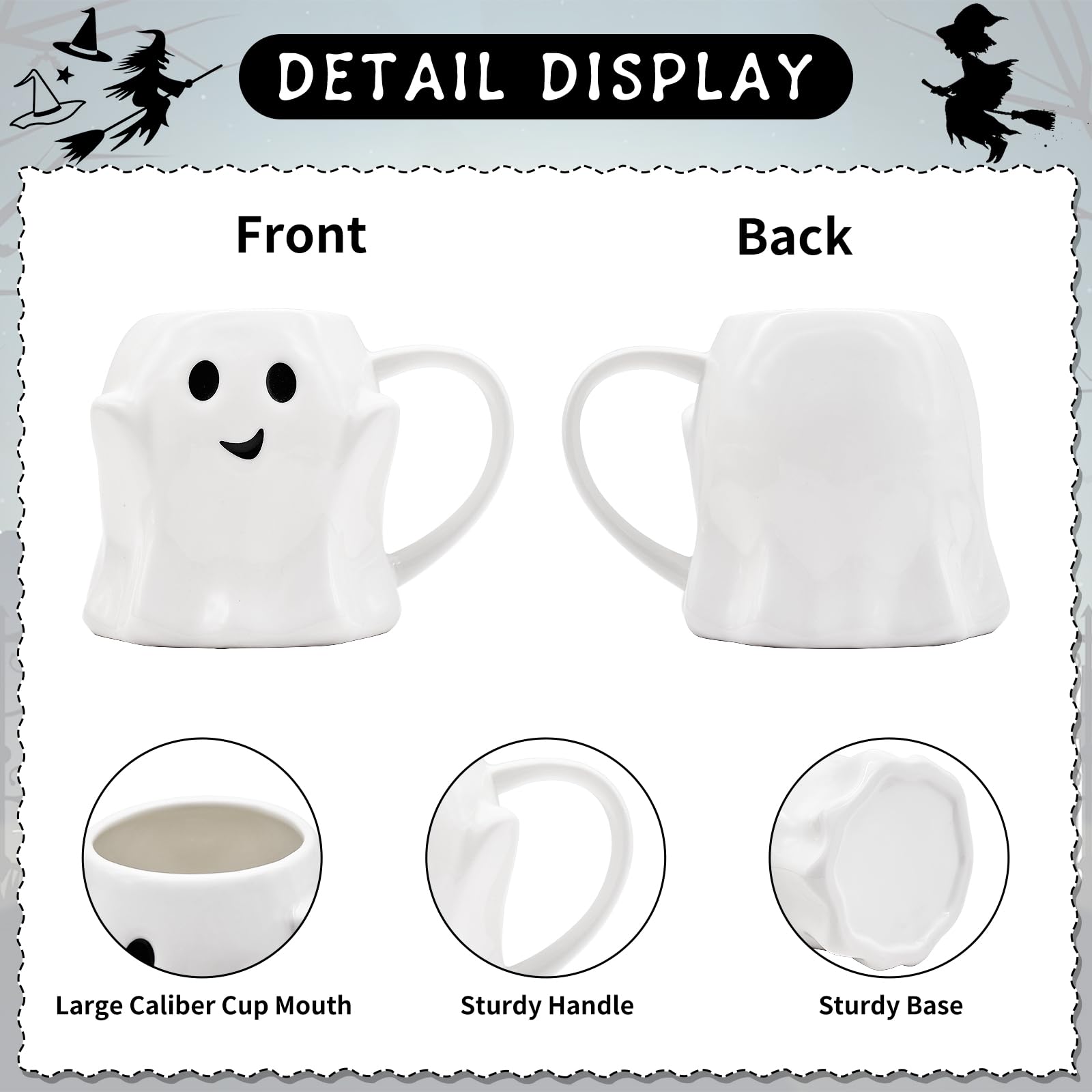 large ghost coffee mug with sturdy handle and base