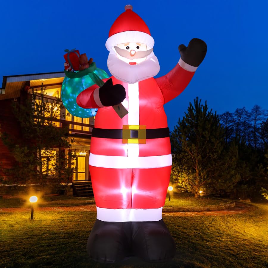 Santa with present sack front yard Christmas decor