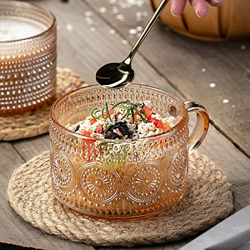 Amber mug set with embossed vintage design