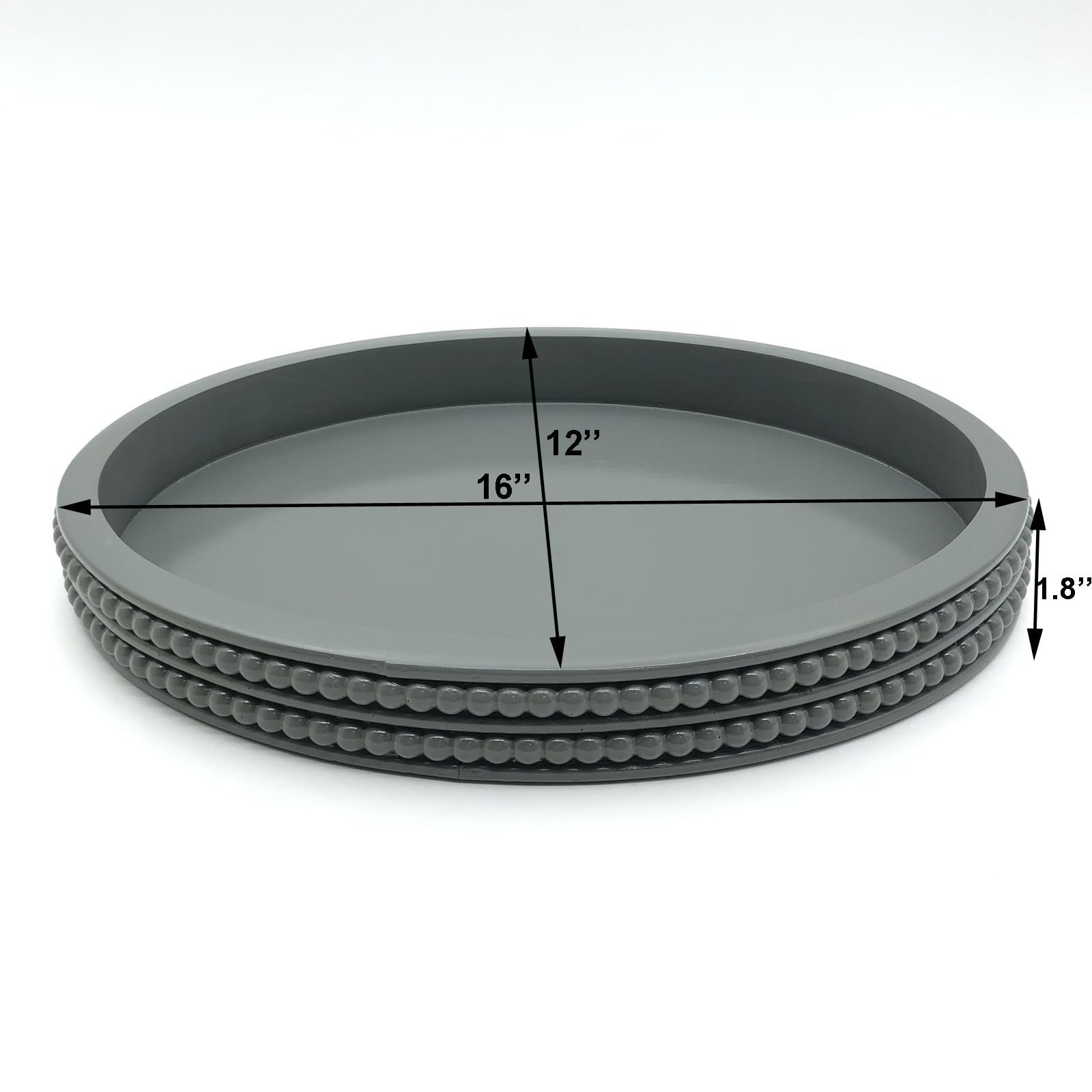 Gray Oval Wooden Tray Size