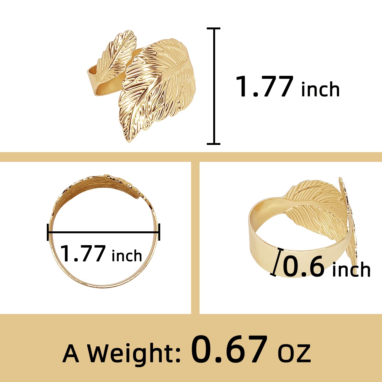 Leaf napkin ring size