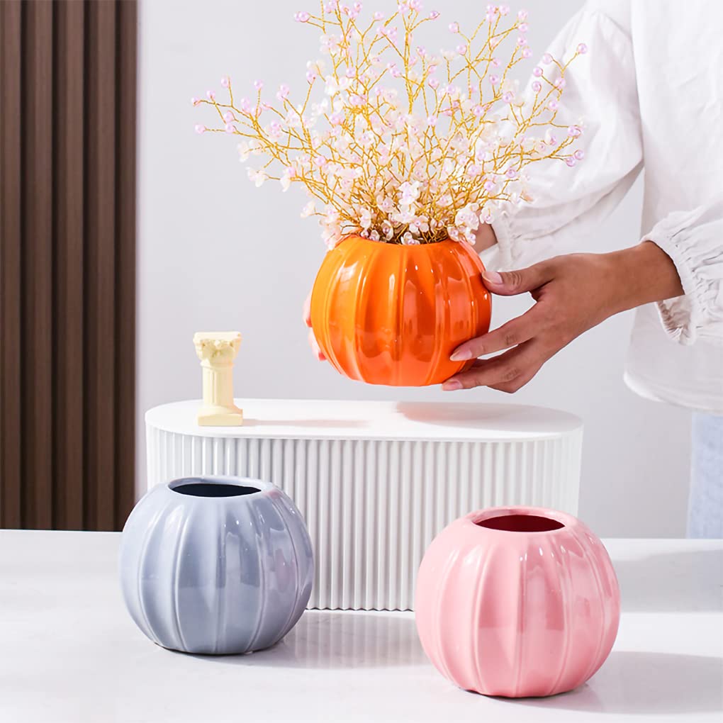 Pumpkin Shape Ceramic Vases on display