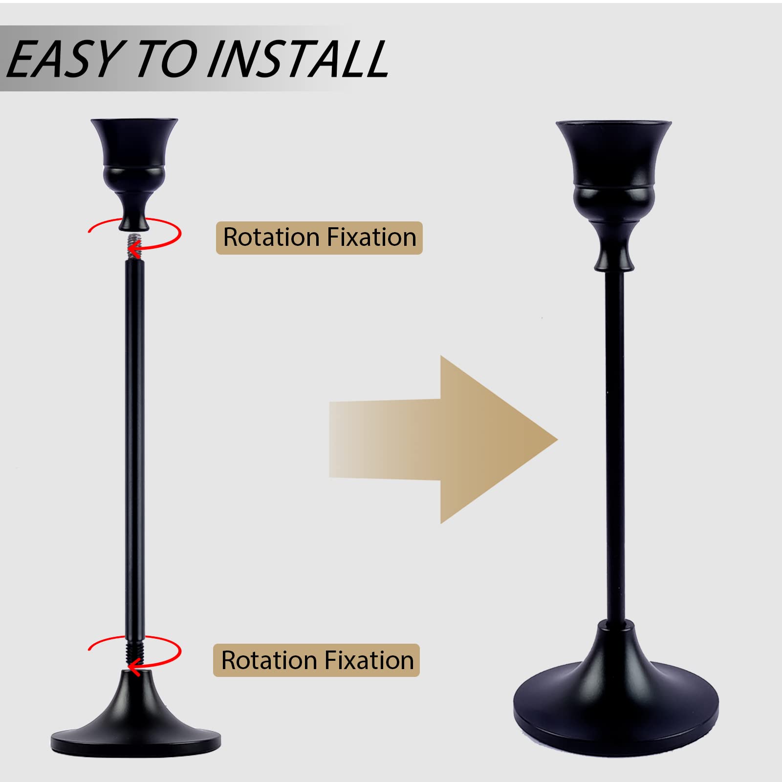 Black Candlestick Holder Features