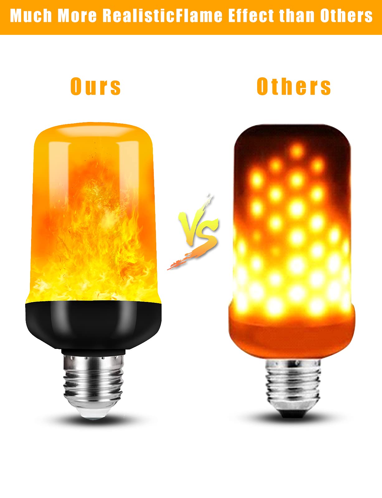 LED flame light bulb with realistic effect
