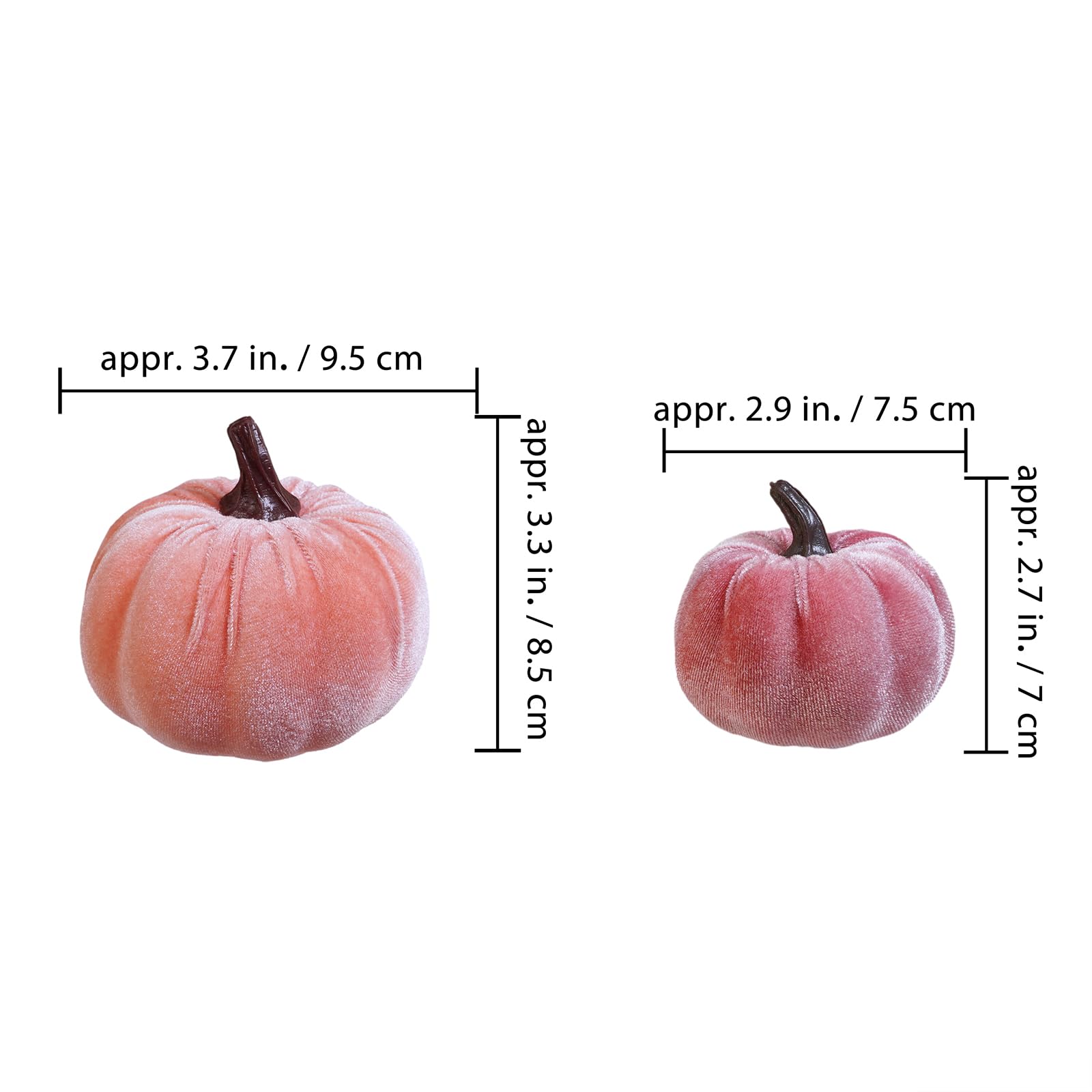 size and specs velvet fake pumpkins