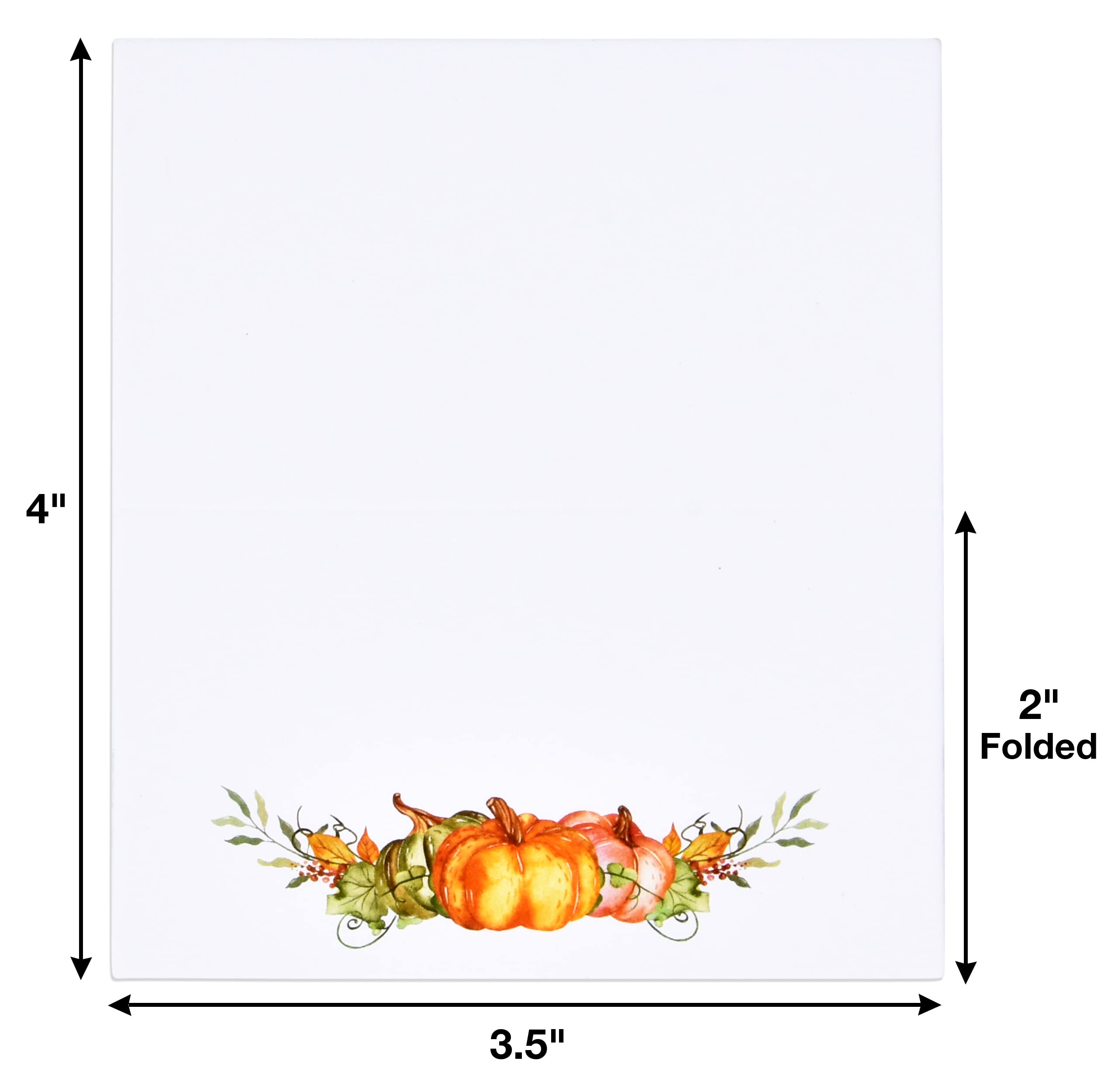 sizes of pumpkin place card
