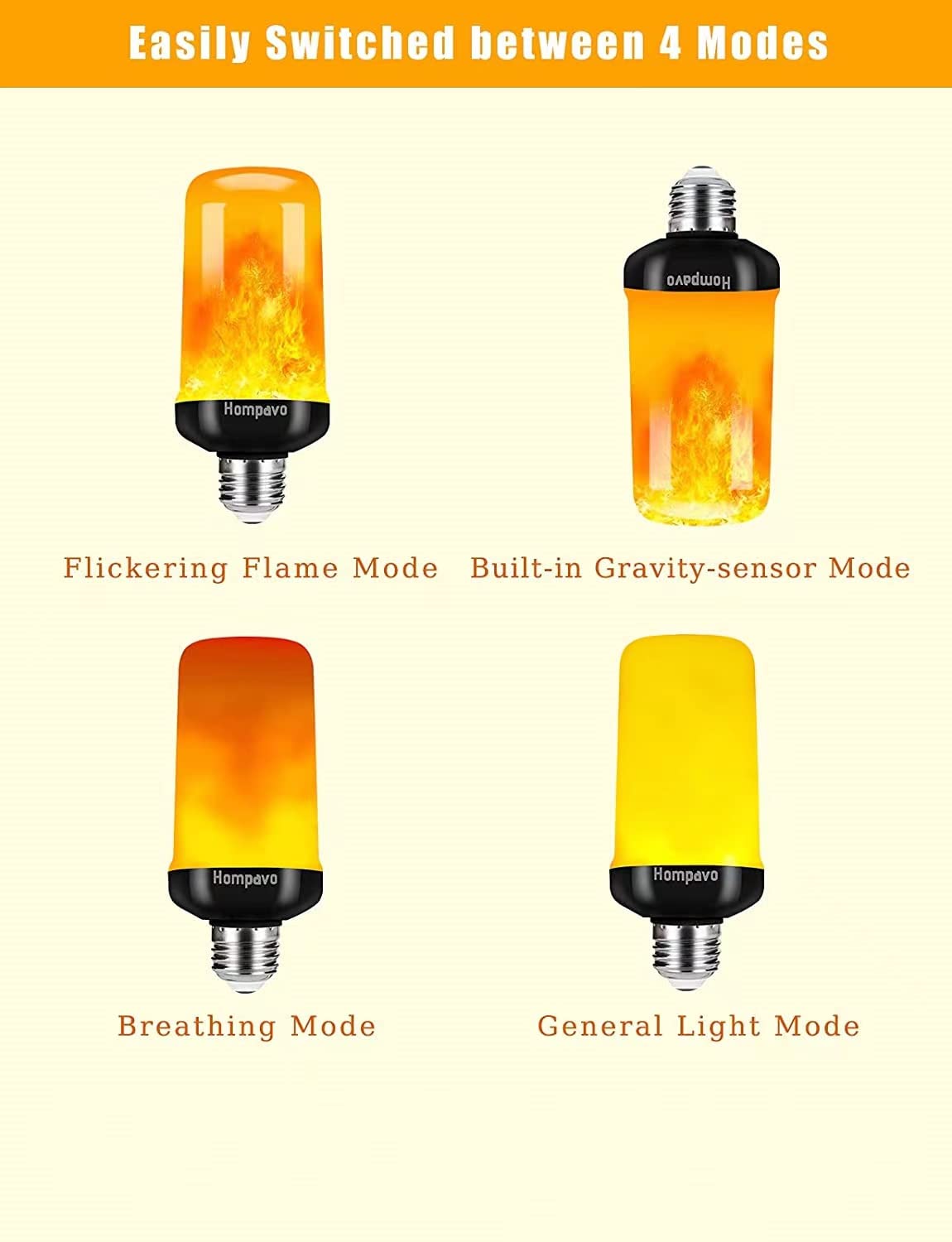 LED Flickering Flame Outdoor Light Bulb with 4 Modes