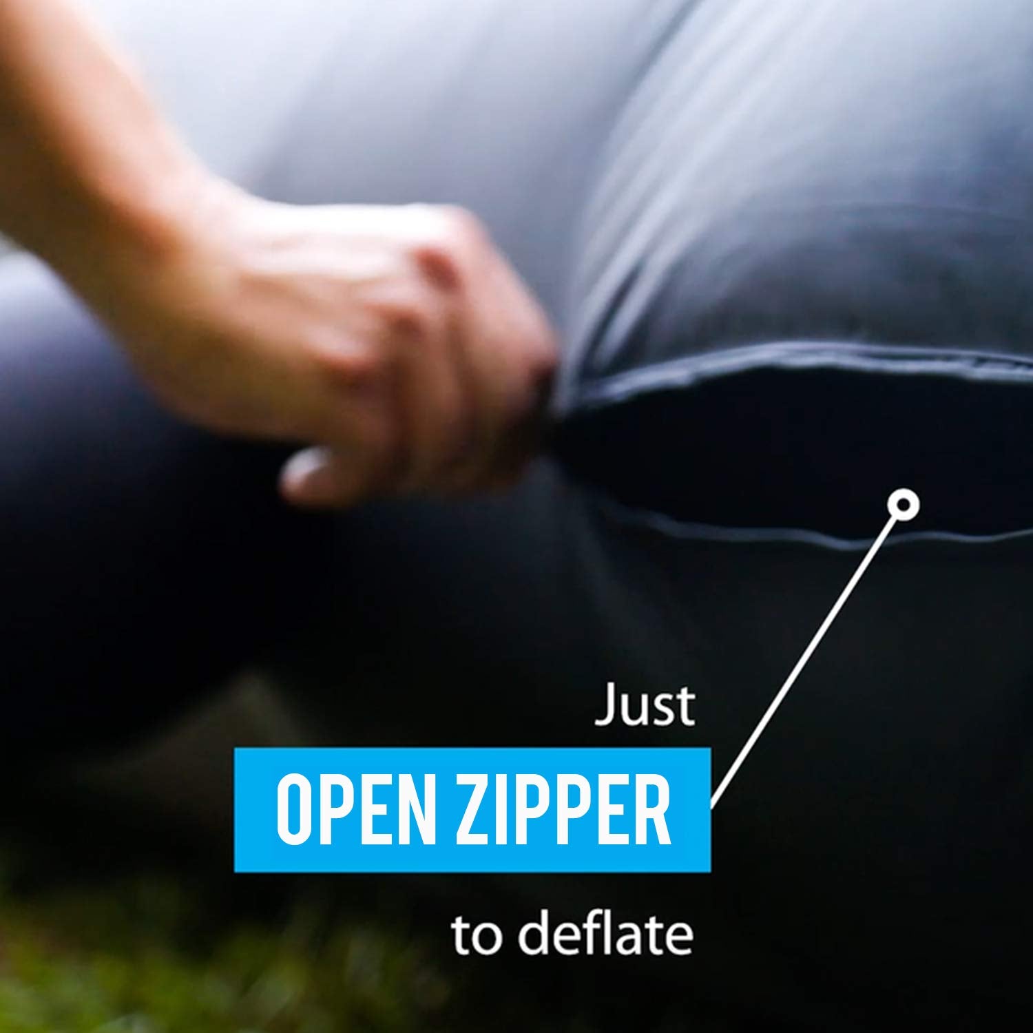 open zipper to deflate inflatable projector screen