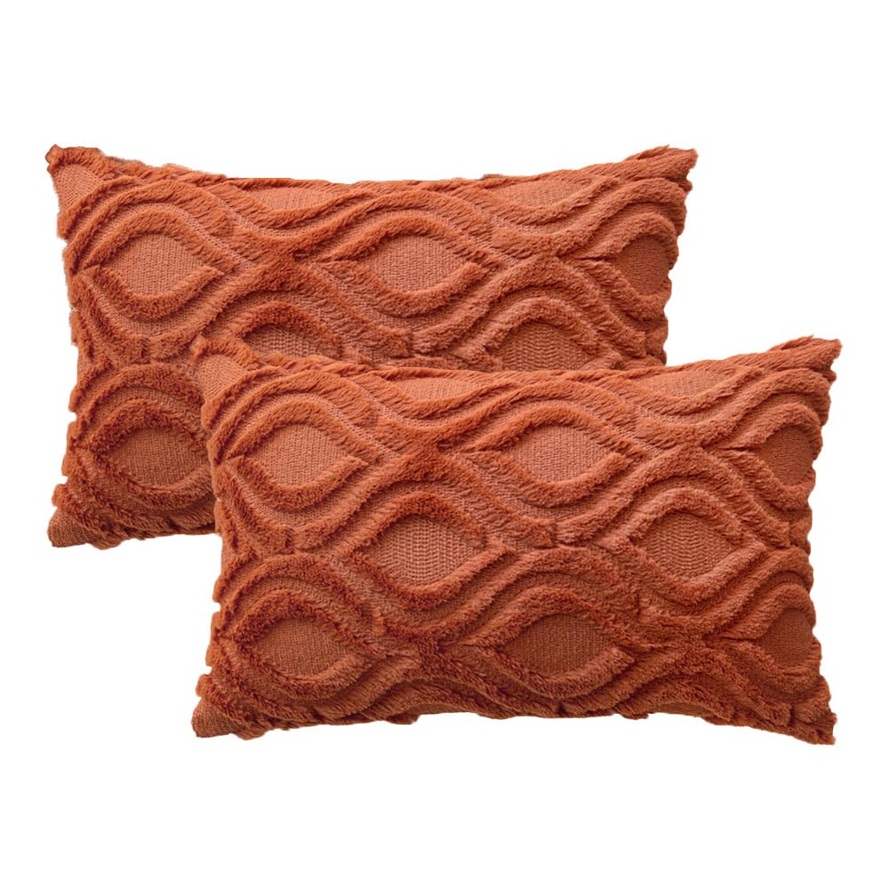 Soft and cozy fall pillow covers in rust color
