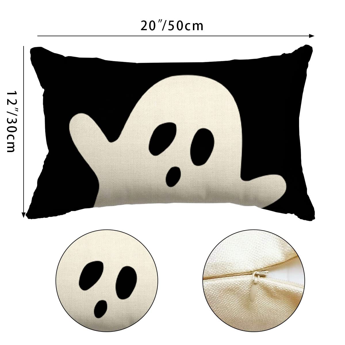 12 inch by 20 inch Halloween pillow cover with ghost