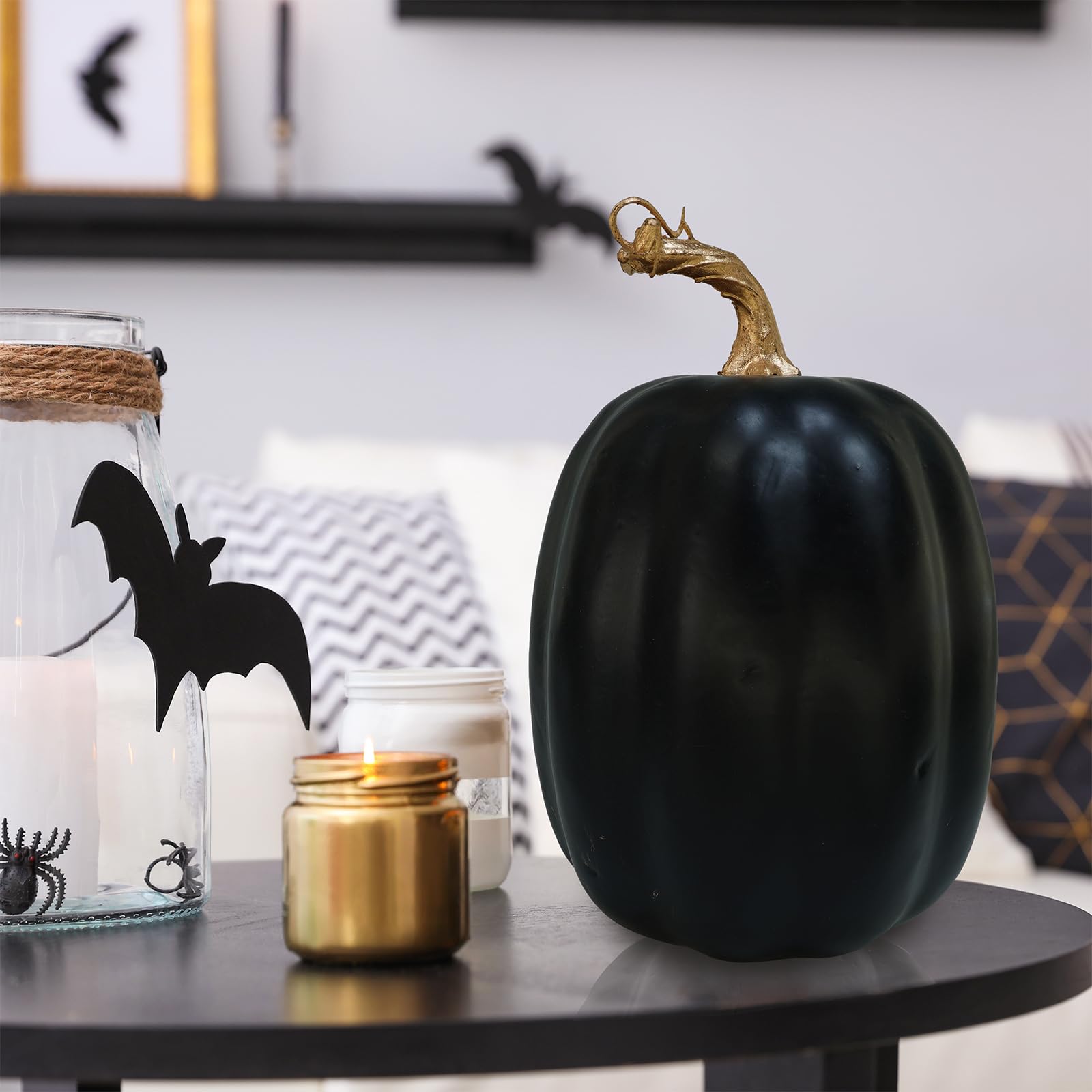 artificial black pumpkin decor for fall Halloween decor