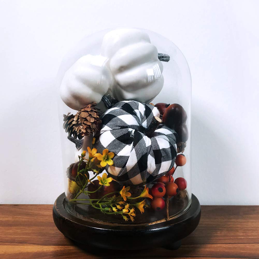 black white plush pumpkin table decor