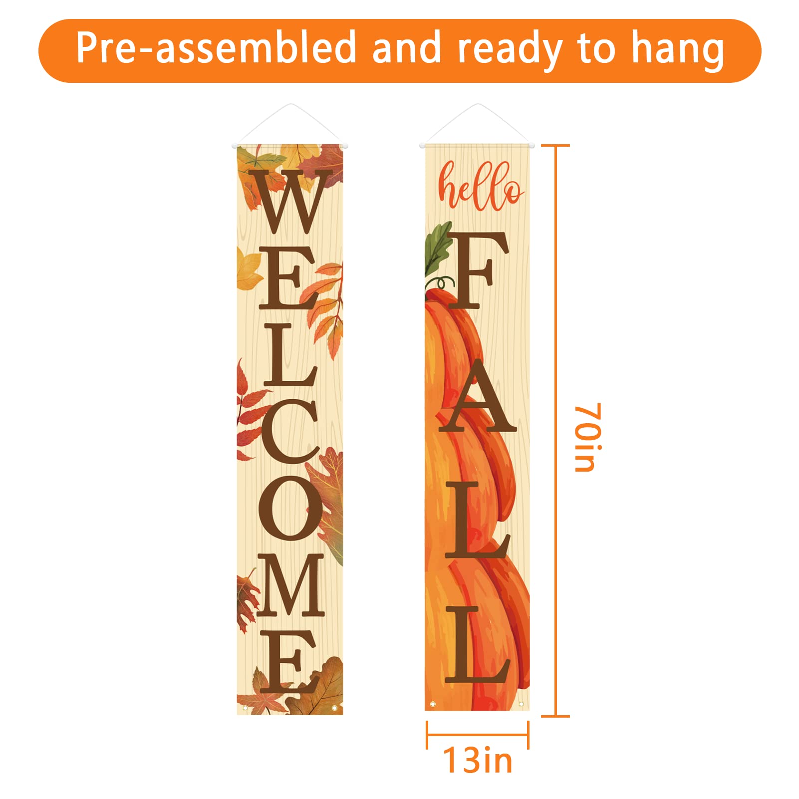 welcome and hello fall signs come pre-assembled